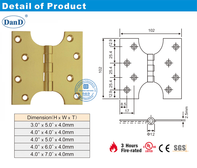 Solid Brass Hinge-D and D Hardware Massives Messing-Scharnier-D und D-Hardware