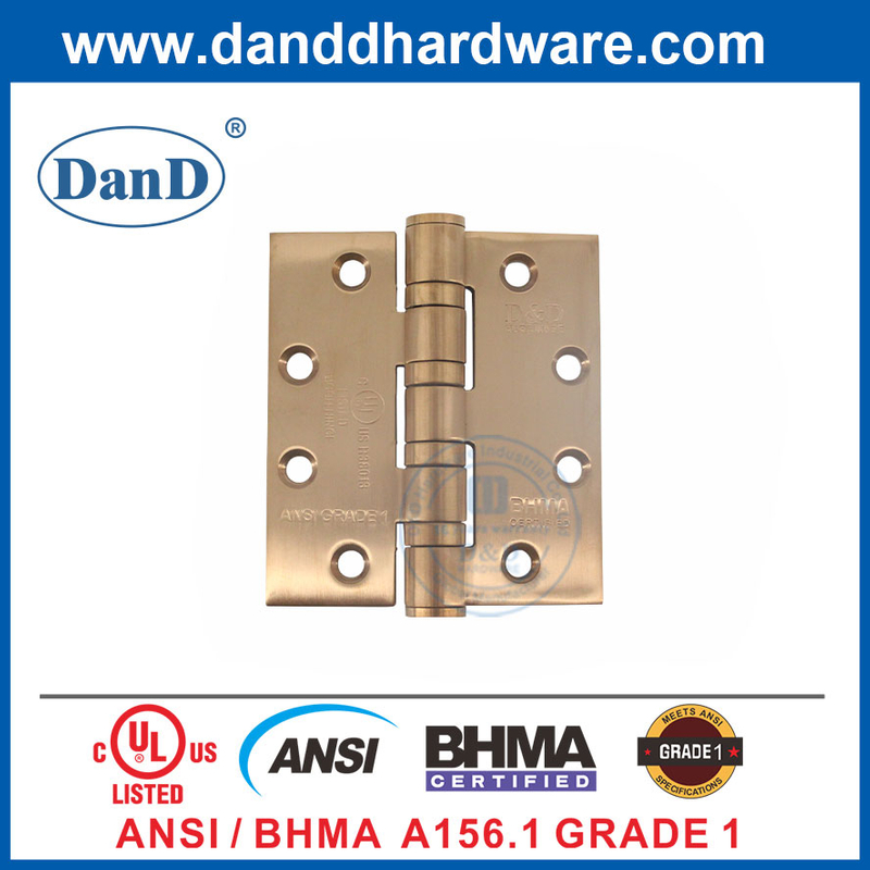 Ss Scharnier Satin Rose Golden BHMA Grad 1 Brand bewertet Tür Hinge-DDSS001-Ansi-1-4.5x4x4.6