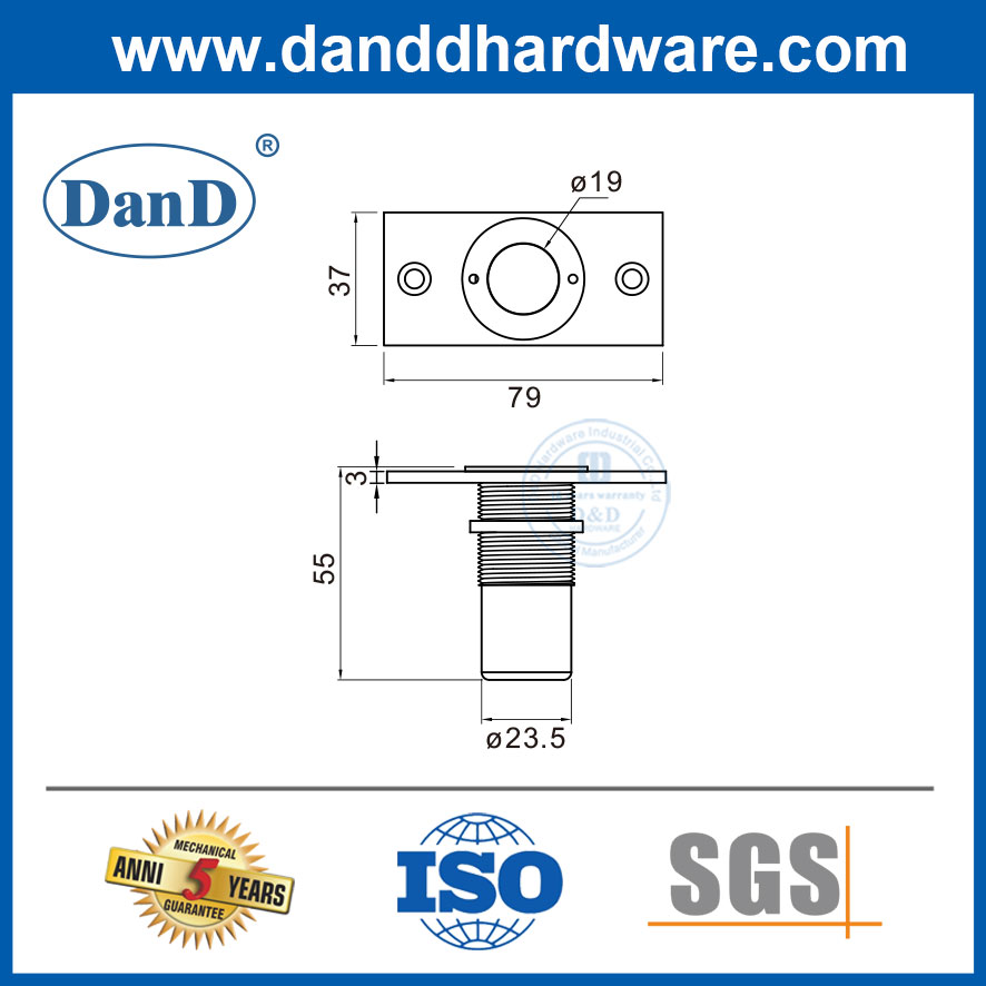 Staubdestelld aus robuster Stahl mit Teller für Holzmetalltür Flush Bolt-DDP005