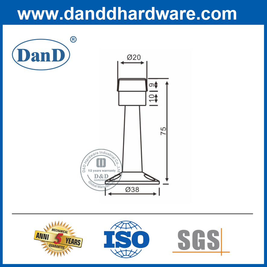 Beste Türstopper Zinklegierung Satin Chrom Türstopp für Duschbad-DDDs019