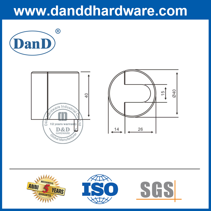 Zinklegierung Sicherheitsrunde Türstopper für Sturm-Tür-DDDs012