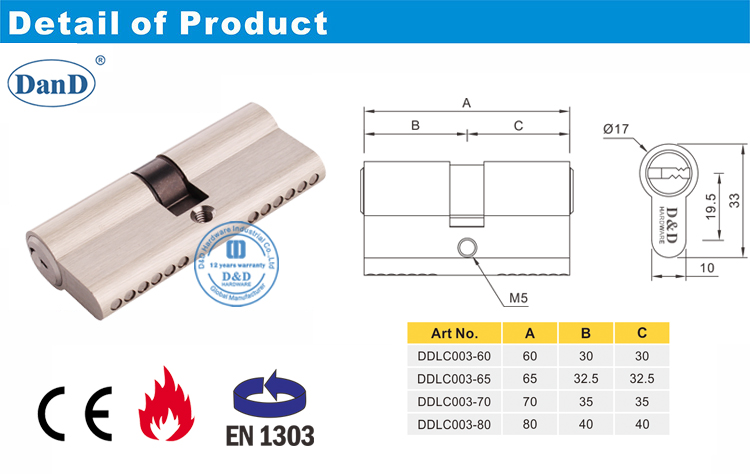 Mortice T&uuml;rschloss Zylinder-D und D-Hardware