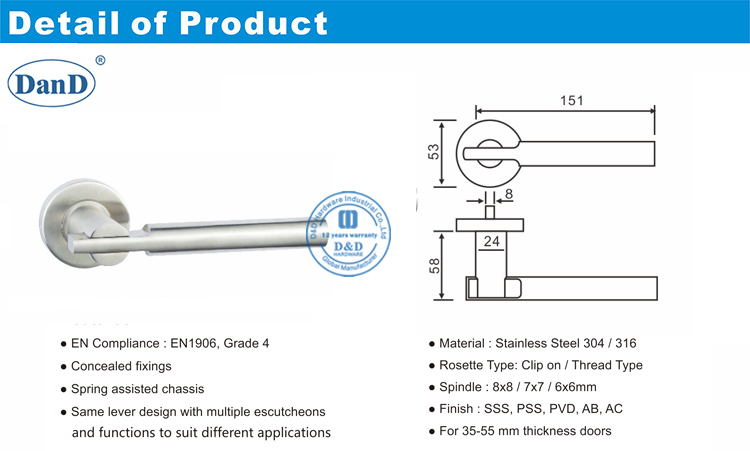 Durchganghebel-T&uuml;rgriff-D und D-Hardware