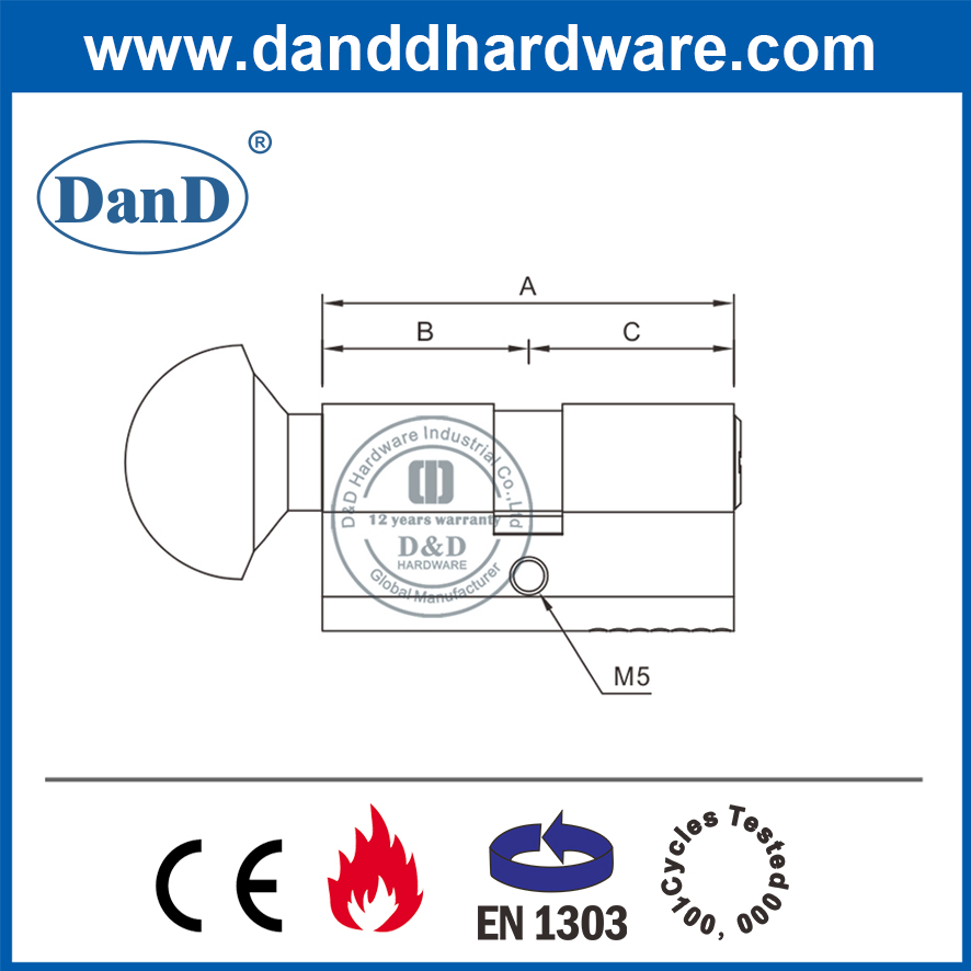 Hochsicherheit Euro-Leichenschlosszylinder mit Thumbturn-DDLC005