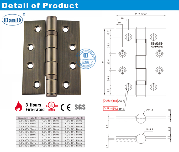 Antiker Messing-T&uuml;r-Scharnier-D und D-Hardware