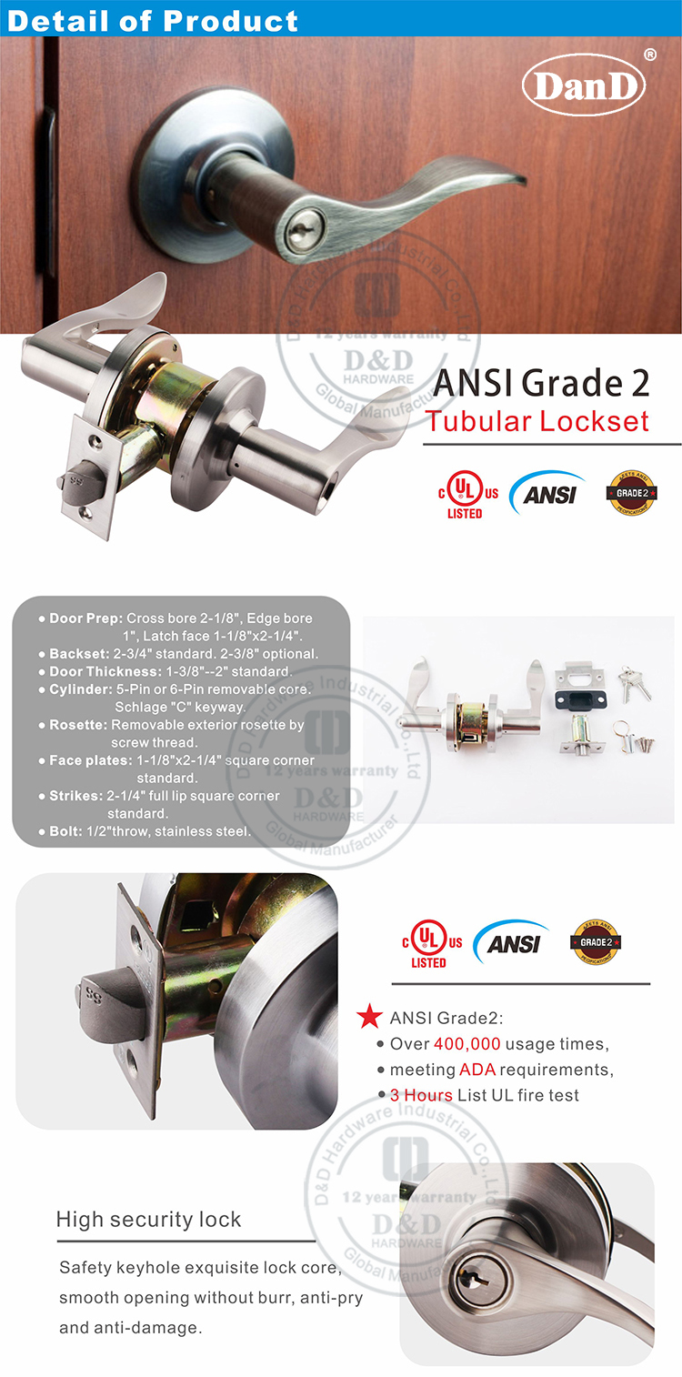 ANSL Tubular Lockset-DDLK010-D- und D-Hardware