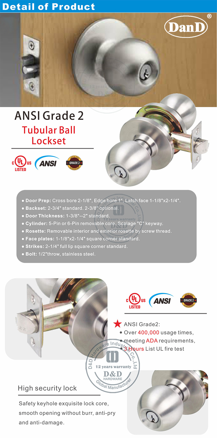 Amerika-Stil-T&uuml;r-Lockset-DDLK012-D und D-Hardware