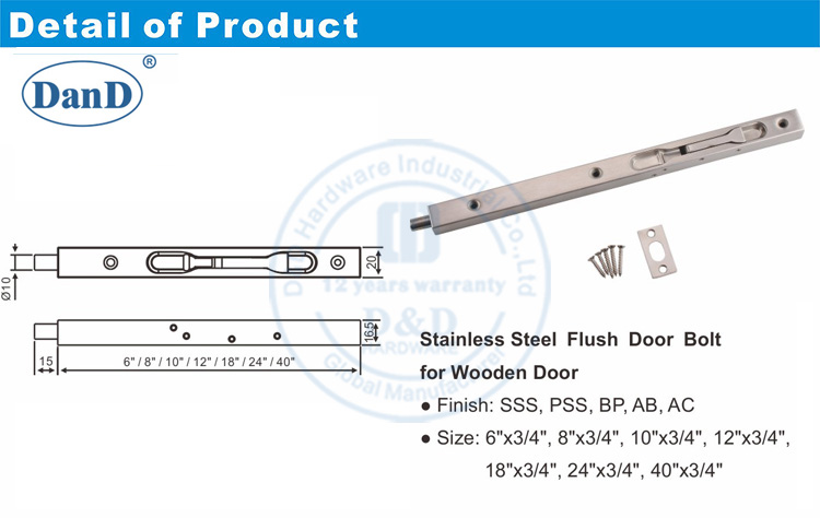 Hardware f&uuml;r schwere Flush Bolt-D- und D-H-Hardware