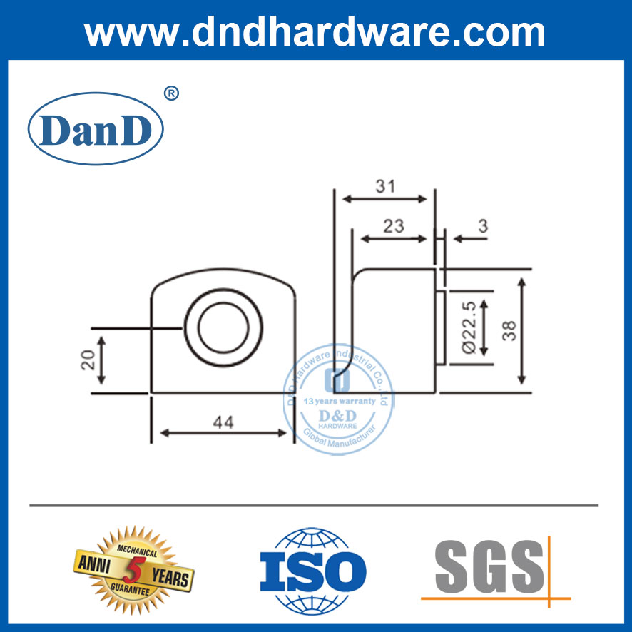 Satin Nickel Sicherheit Zinklegierung magentischer Außentürstopper für Floor-DDDs032