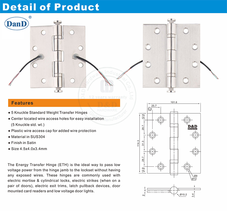 Metallt&uuml;r-Scharnier-D und D-Hardware