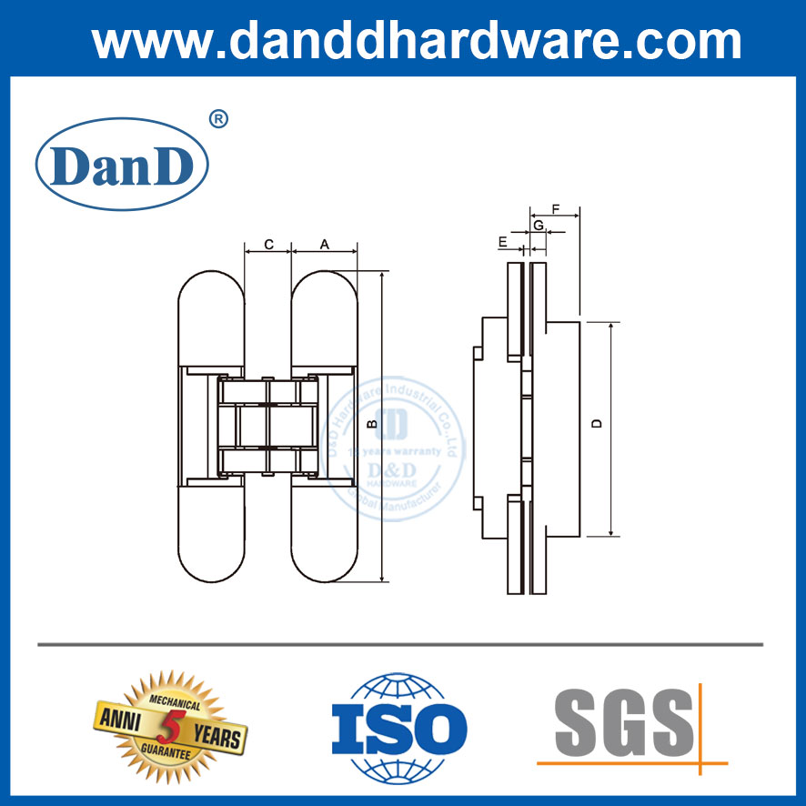 Concelaed Installation 3D einstellbare Zinklegierung und Aluminium HIGHDEN HINGE-DDCH011
