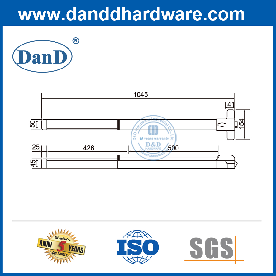 Panic Bar Door Hardware Rand Ausgang Hundevorrichtung Stahlmaterial Panikstange Dogging-DDPD007