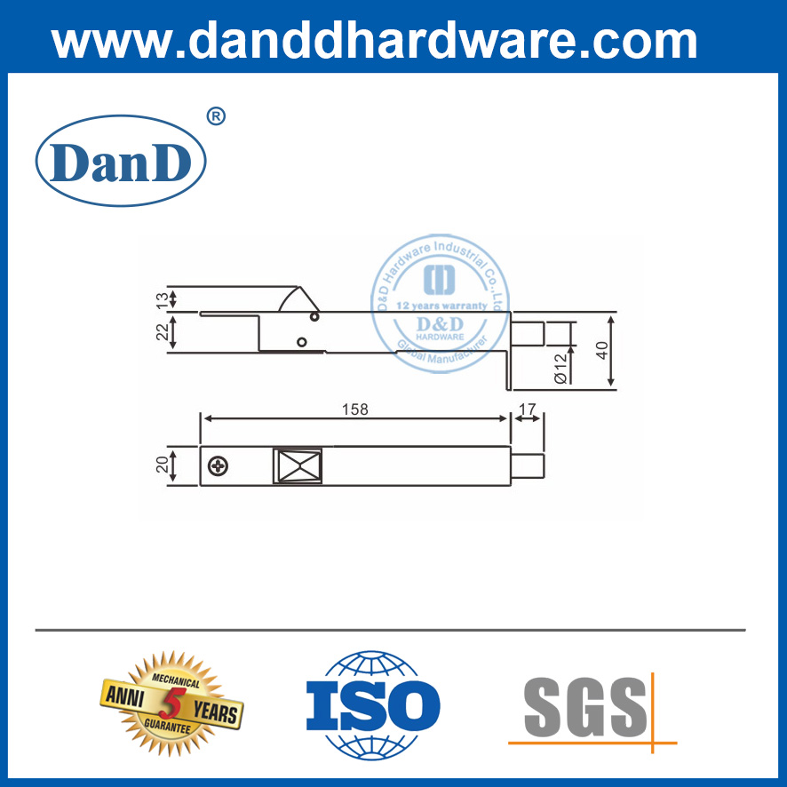 Edelstahl Dextrad Automatische Feder-Feder-Türschraube für innere Tür-DDB023