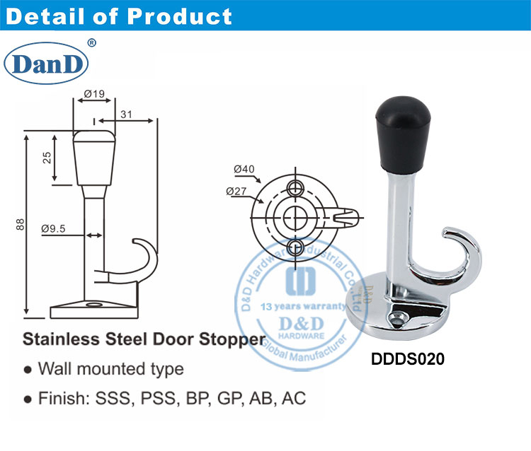 Polierte Chromt&uuml;rstopp
