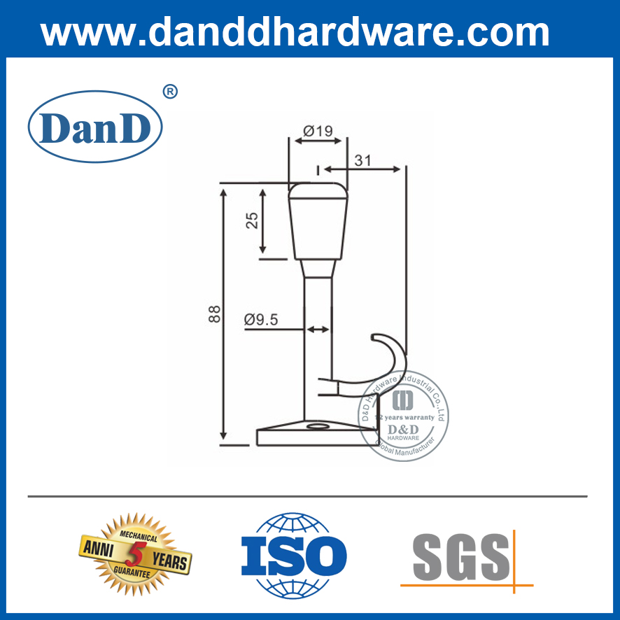 Hochwertige Zinklegierung hoher Türstopp mit Hook-DDDS020