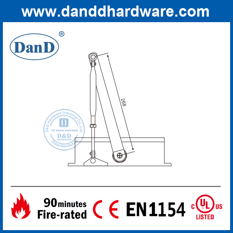 CE EN1154 Automatischer Überkopf-Hochleistungs-Feuertür näher-dddc018