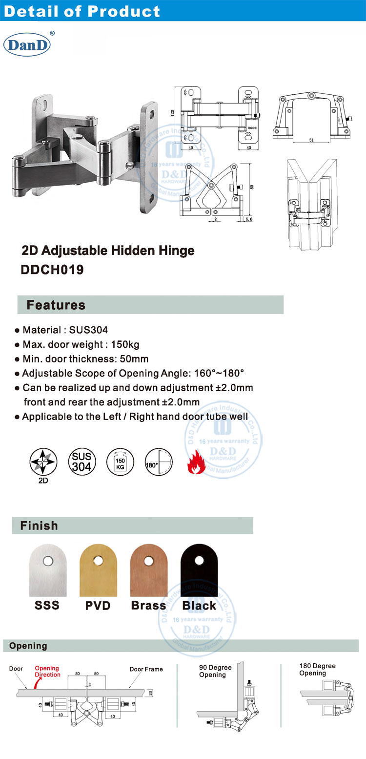 Zwei Richtungen versteckter Scharnier