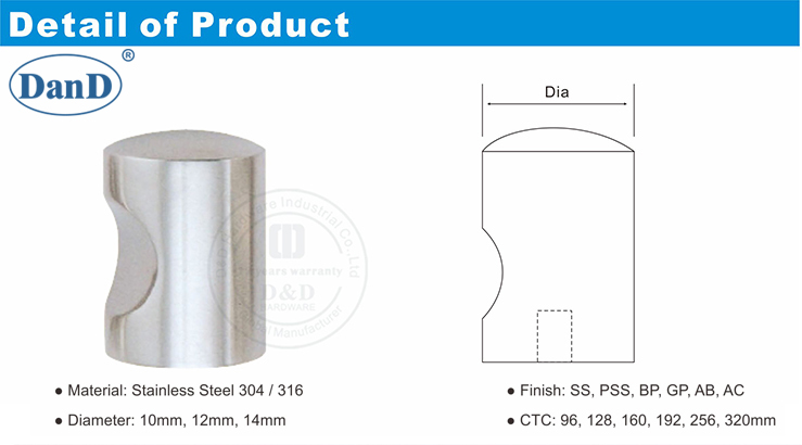 Zylinderknopf -D- und D-Hardware