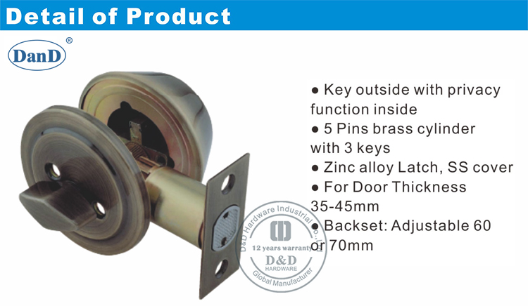 Daumen Drehen Sie mit Zylinder Dead Lock-D und D Hardware