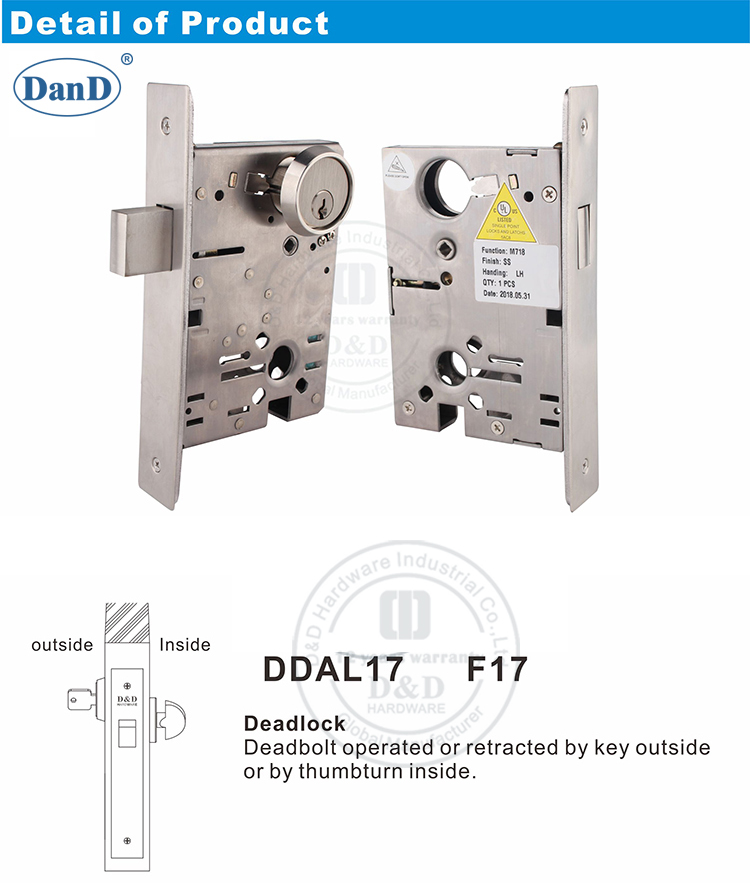 F17-Ansi Deadbolt Door Lock-D- und D-Hardware