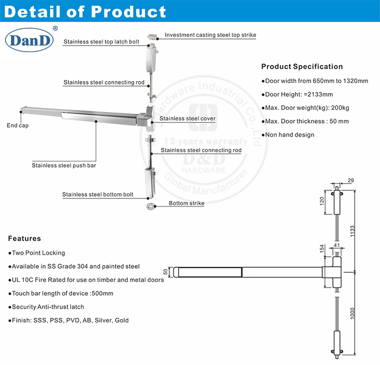 Not -T&uuml;r -Druckleiste DDPD004