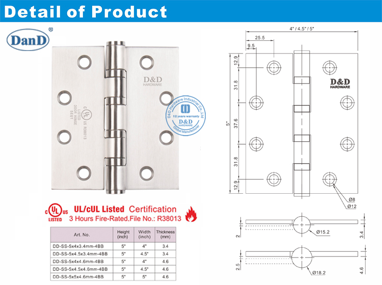 Kugellager-Schwerlastt&uuml;r-Scharnier-D und D-Hardware