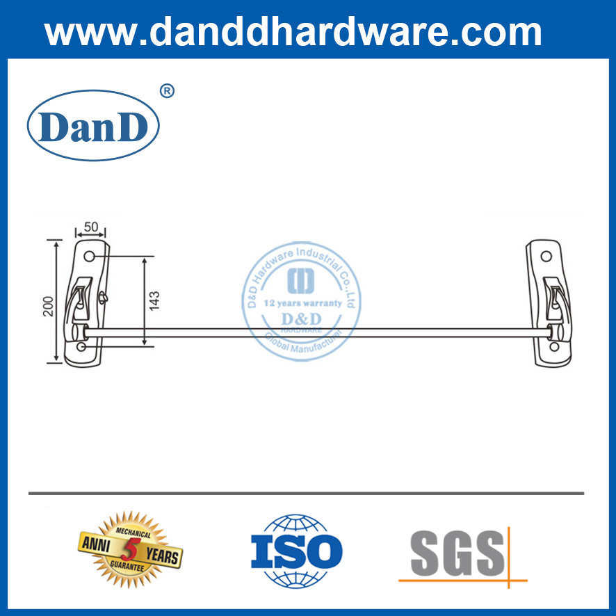 Edelstahlkreuzstange Panikausgangsvorrichtung für Einzeltür-Doppel-Tür-DDPD009