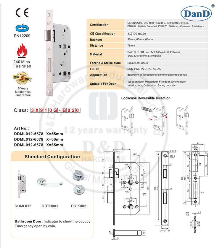 Badezimmer-Lock-D- und D-Hardware