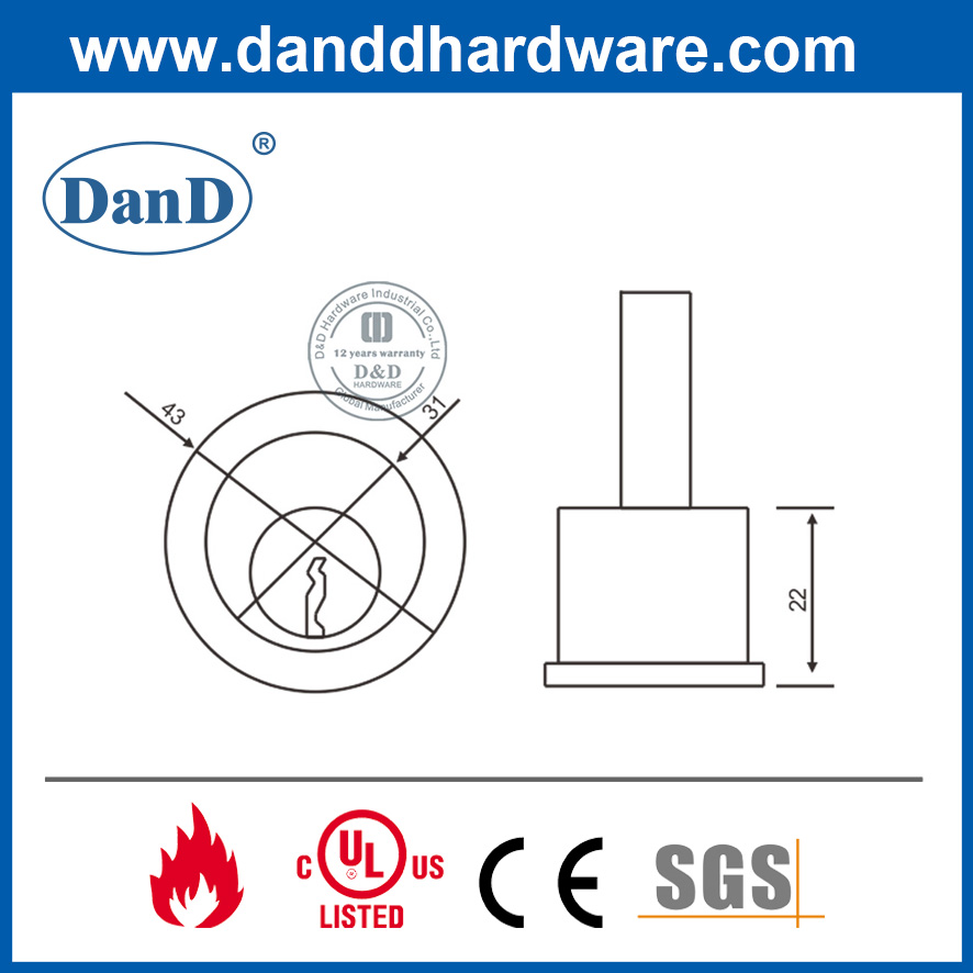 Zinklegierung Feuerausgang-Gerät Tür-Hardware-Zylinder-DDPD020