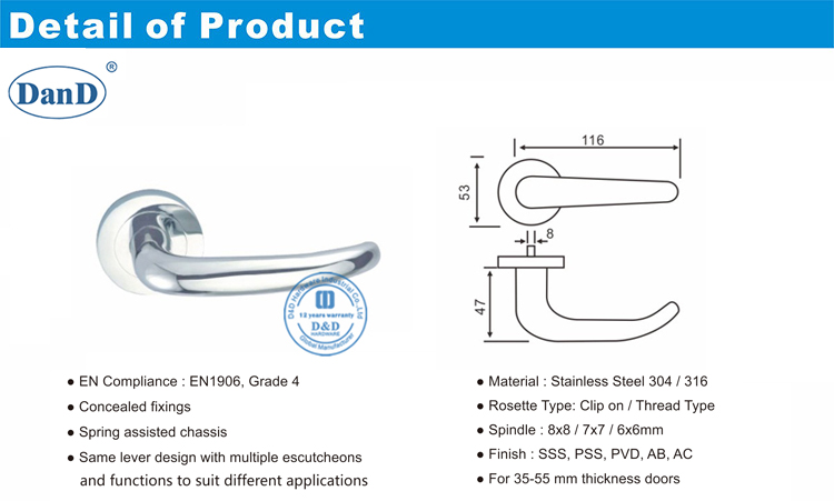 &Auml;u&szlig;ere Durchgangst&uuml;rhebel-D und D-Hardware