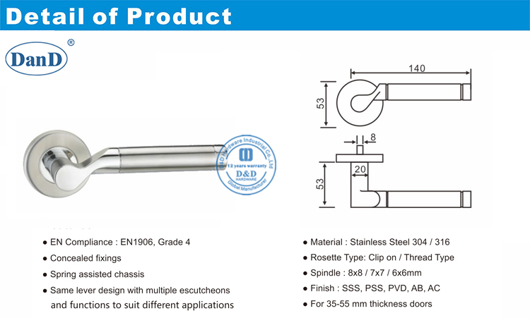 Durchganghebelgriff-D und D-Hardware