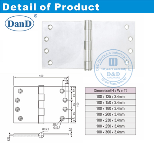 Edelstahl-Projektion-Scharnier-D und D-Hardware