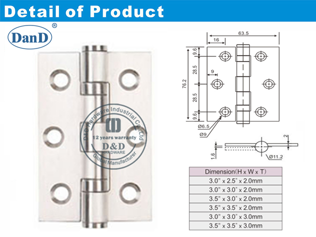Edelstahl-Scharnier-D und D-Hardware