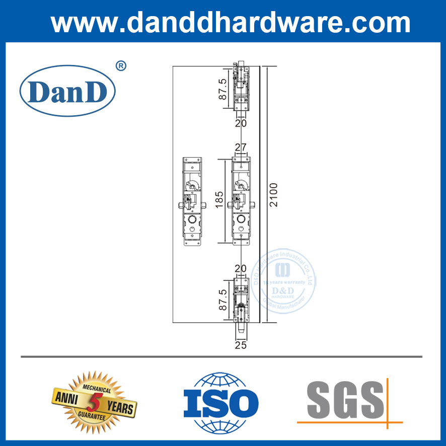 Gewerbete Tür Push Cross Bar versteckte Stahl-Panik-Bar-Tür mit Panikhardware-DDPD037
