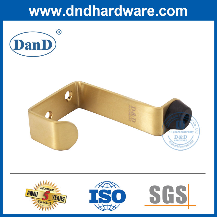 Türstopper Sicherheit Golden Edelstahl Satin Messing Tür Stopp mit Hook-DDDS024