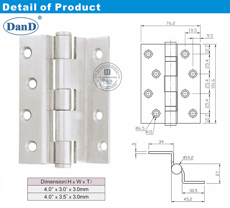 Edelstahl-Kurbelt&uuml;r-Scharnier-D und D-Hardware
