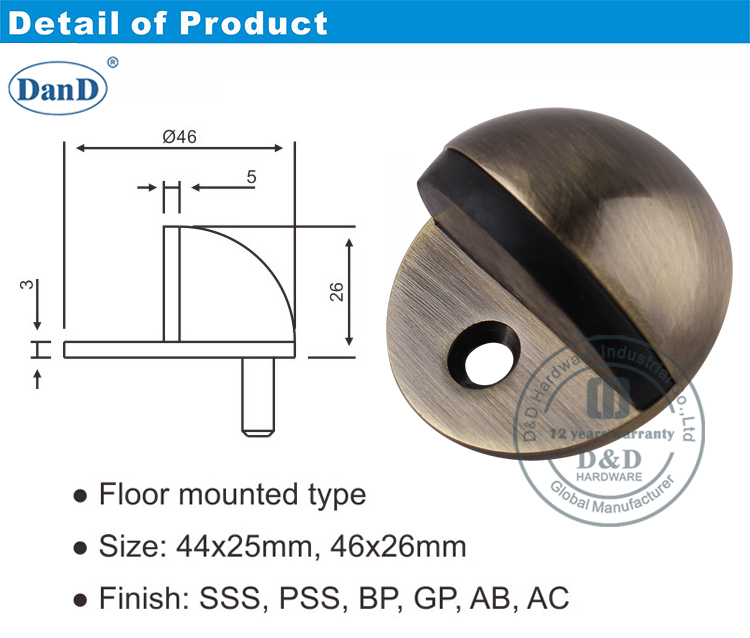 Antique Messing T&uuml;rstopp-D- und D-Hardware