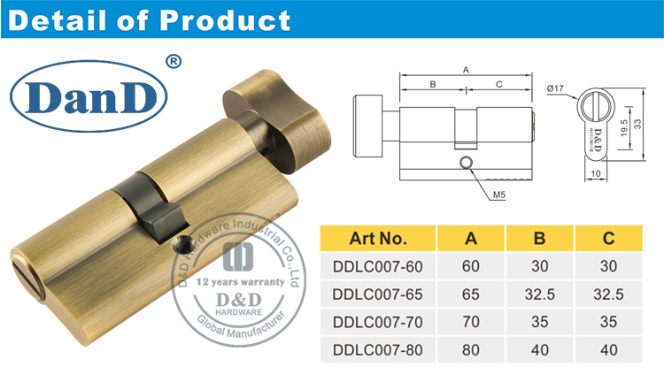Antike Messing-T&uuml;rschloss-Zylinder-D und D-Hardware