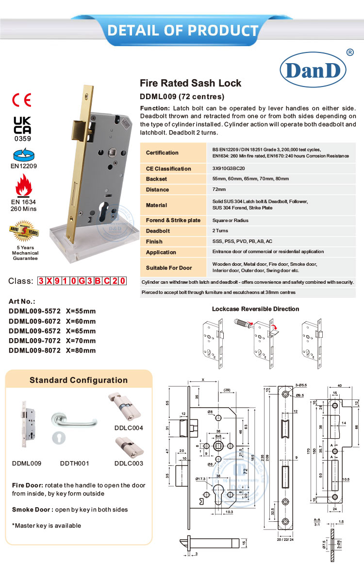 EN12209 Mortise Lock