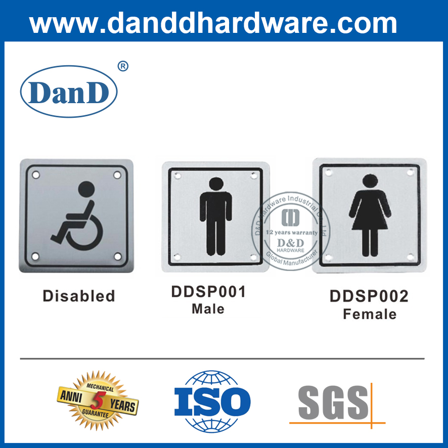 Heißer Verkauf Edelstahl männliche Toilettenschildplatte für Hotel-DDSP001