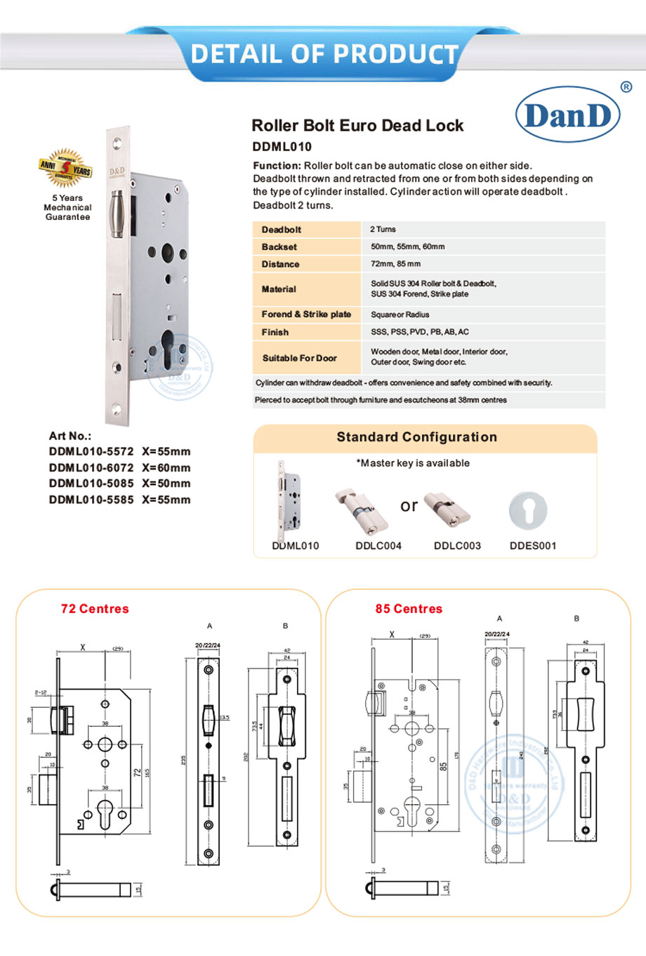 Roller Bolt Dead Lock
