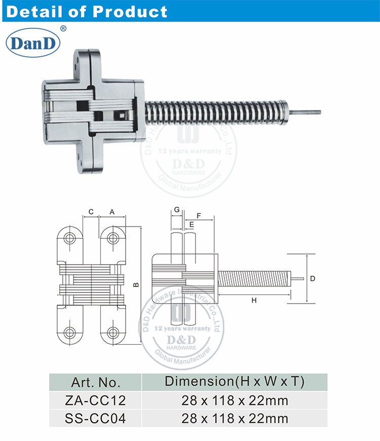Edelstahl-Scharnier-D und D-Hardware