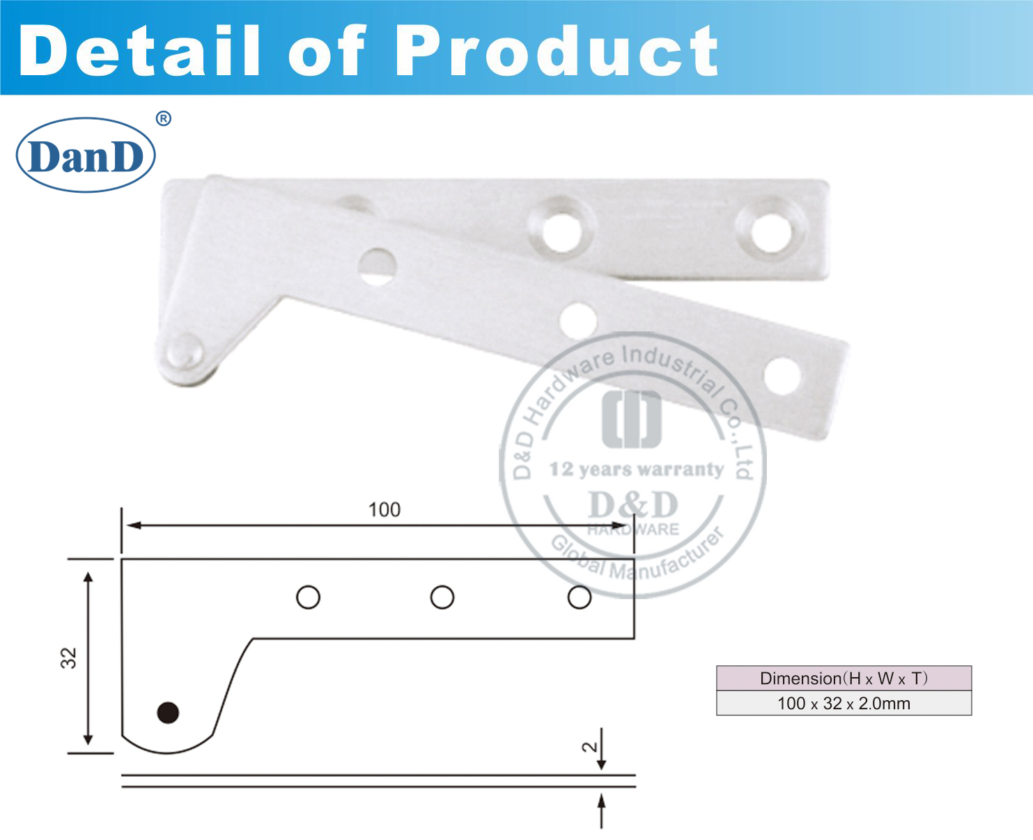 Edelstahl-Pivot-Scharnier-D und D-Hardware