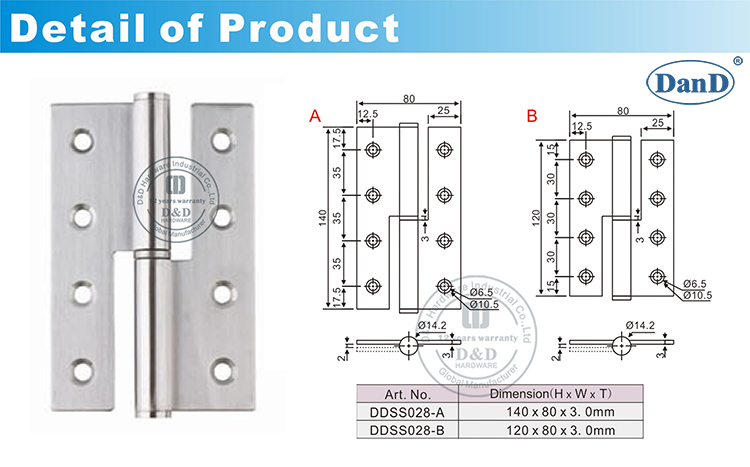 SS-Flush-T&uuml;rscharnier-D und D-Hardware