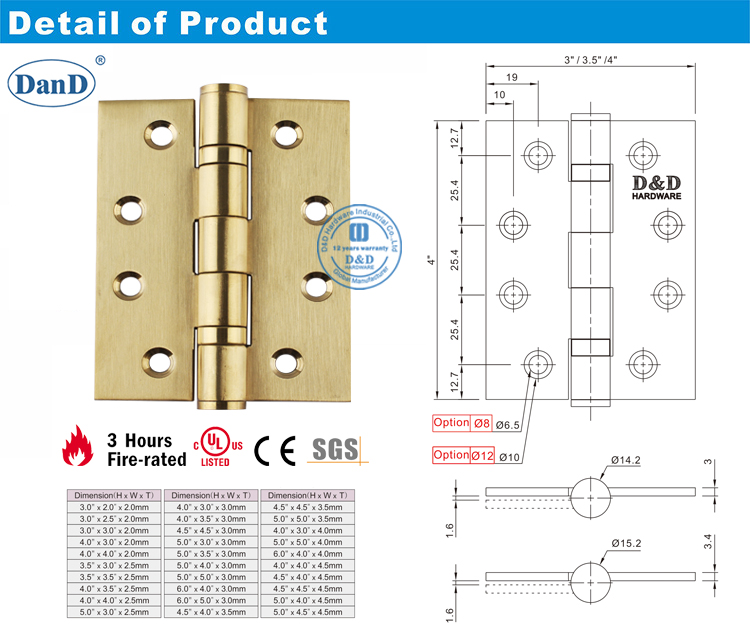 Fleck Messing T&uuml;rscharnier-D und D-Hardware