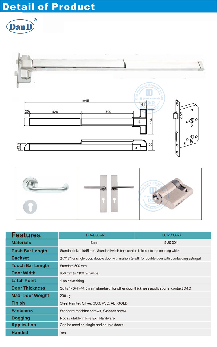 Notausgangst&uuml;r Druckstange