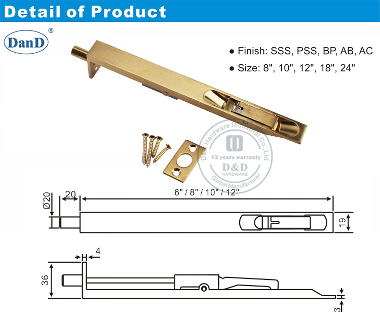 Fleckenmessing-Sp&uuml;lt&uuml;r-Bolzen-D- und D-Hardware
