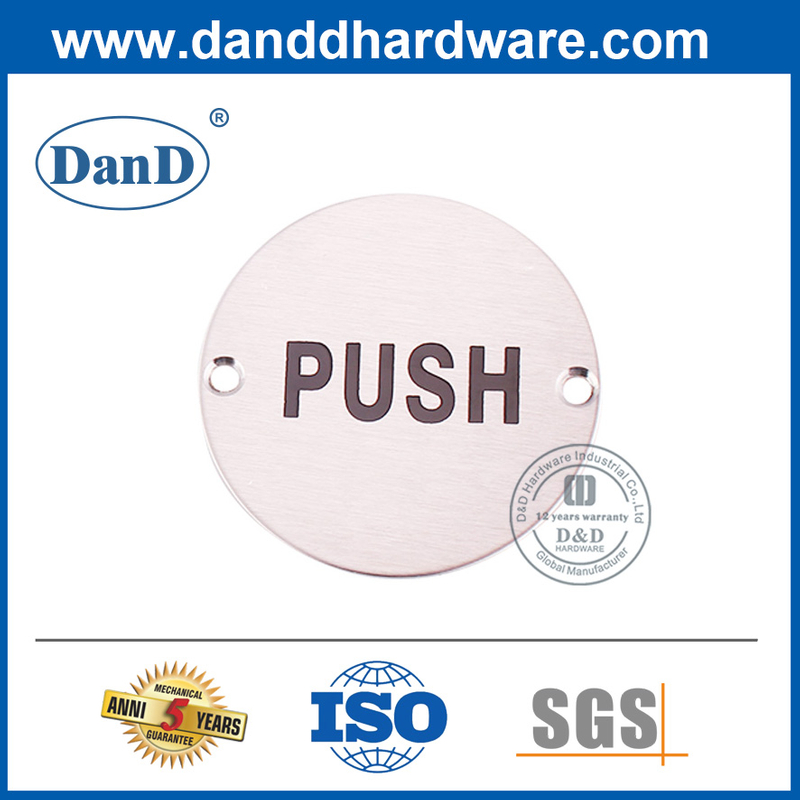 Silberner Edelstahl Rundtyp Pushplatte für Vordertür-DDSP009-B