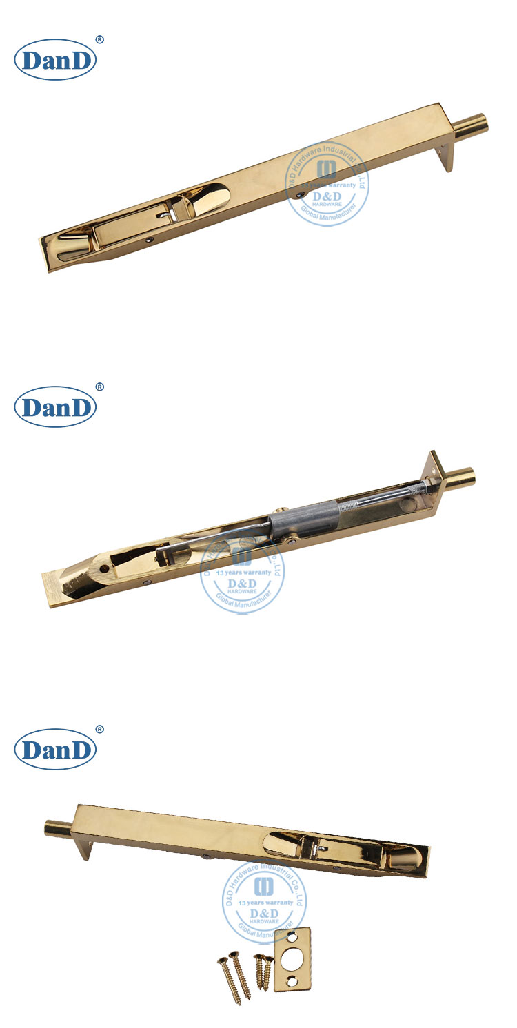 Polished Messing Flush T&uuml;r Bolt-DDB001