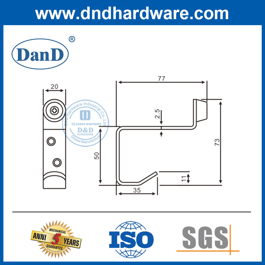 Edelstahl-Stahl-Haken-Türstopper für Badezimmertür Stopper Sicherheit-DDDS025